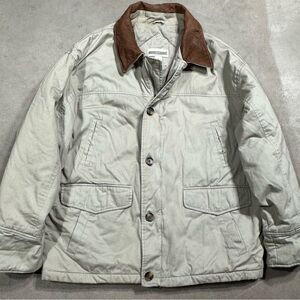 Vintage 90s Men’s Barn Jacket Corduroy Collar Quilted Lining Size Large Khaki